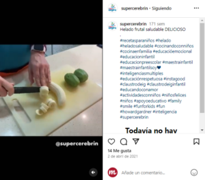 Captura de pantalla de una publicación de Instagram mostrando un helado de frutas colorido y refrescante